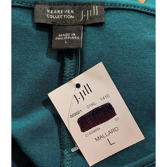 J.Jill Wearever Dress Teal Green Long Sleeve Rayon Blend Misses Size L New - Picture 6 of 8